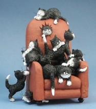 &quot;Save Me A Seat&quot; Kittens Cats on High Back Chair Sculpture Statue Dubout France - £74.42 GBP