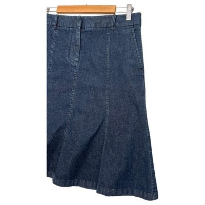 Vintage LLBean Denim Skirt Womens 10 Regular Blue A Line Stretch 90s Y2K Retro Item image 5