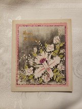 MCM Happy Birthday GreetingCard Heart 2 Heart Buzza Cardozo Pink Glitter Flower - £11.18 GBP