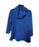 Ali Miles Small Blue Cowl Neck Eyelash Pullover Art To Wear Sweater - $35.81