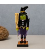 Halloween Witch Nutcracker 8.5” Witch with Broom Wood Decoration - £11.66 GBP