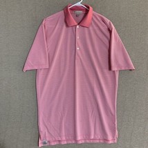 Peter Millar Men’s Large Summer Comfort Golf Polo Shirt Striped Pink Salmon - $23.36