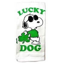 Peanuts Snoopy Lucky Dog  Kitchen Towels Green Shamrock Sunglasses Cotto... - $17.06