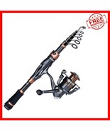 Bronze Warrior 24-Ton Carbon Telescopic Fishing Rod &amp; Reel Combo - Light... - $871.43 MXN