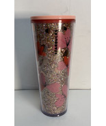Starbucks 2020 Valentine&#39;s Pink HEARTS Acrylic Tumbler Cold Cup No Straw... - £15.01 GBP