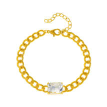 White Crystal &amp; 18K Gold-Plated Curb Chain Bracelet - £10.97 GBP