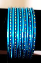 Indian Bangles Women Set Thin Blue Metal Bracelet Jewelry Bollywood Used 6 cm - £3.89 GBP