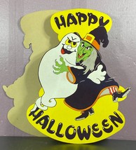 Happy Halloween Witch Hugging Ghost Centerpiece Amscan Diecut Vintage 16... - $9.89