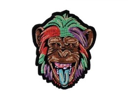 Large Colorful MONKEY HEAD 8.25&quot; x 10&quot; iron on back patch (6185) (L14) - £22.52 GBP