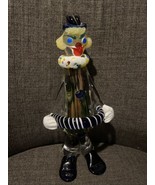 Glass Clown Figurine Accordion Statue 11&quot; MCM Italian Mid Century Modern... - $79.20