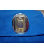 925 Sterling Silver Rectangular Glass Stone Ring Sz 8.5 Free Shipping - $70.20 CAD