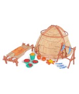 Vtg 1994 Mattel Pocahontas 11.5&quot; Doll Village Playset 67217 Bed Tent Veg... - $739.33 MXN