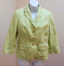 Ann Taylor Petites 8P Jacket Green Blazer Embossed Floral Textured Career - $23.50