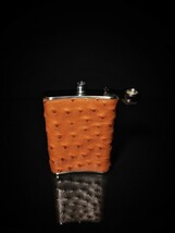 Brizard and Co Flask Genuine Ostrich Tan   8 oz  Made in USA image 10