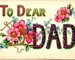 Large Letter Floral Greetings to Dear Old Dad Embossed 1909 DB Postcard E4 - $4.90