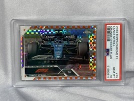 2023 Topps Chrome F1 Orange Checker Flag Refractor #45 Lance Stroll /25 PSA 10 - £70.07 GBP