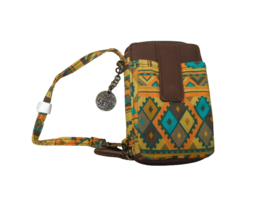 Karma Southwestern Aztec Print Wristlet Wallet Yellow Brown orange New - $17.48