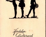 Children in Silhouette Herzlichen Glückwunsch Congratulations German Pos... - $4.42