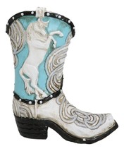 Rustic Country Western Turquoise Prancing Horse Cowboy Boot Piggy Money Bank - £19.17 GBP