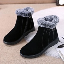 Women Ankle Snow Boots Plush Warm Shoes Big Size 43 42 Woman Winter Boots Cow Su - £42.94 GBP