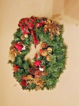 Artificial Christmas Holiday Decorated w/ Birds, Pinecones, Berries 20&quot; ... - £23.49 GBP