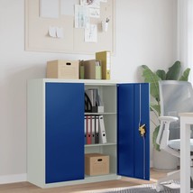 File Cabinet Light Grey and Blue 90x40x105 cm Steel - £103.37 GBP