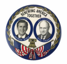 Vintage 2000 George W. Bush Dick Cheney Renewing America Jugate Pinback ... - $23.12