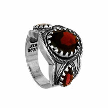 Ring Natural Wine Red Garnet Gemstone Sterling Silver Jewelry - £120.66 GBP