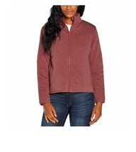 Three Dots Ladies&#39; Quilted Knit Full-Zip Fleece Jacket Medium Rose - BRAND NEW - £11.86 GBP