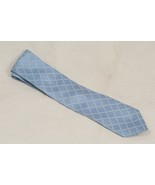 HUGO BOSS Mens Silk Tie Italy Light Blue Copenhagen IvoryDiamonds Check NEW - $28.97