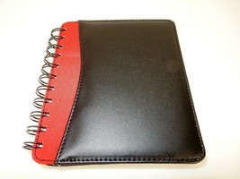 Combo Journal Notebook &amp; Pen, Black Leather Cover, Red Accent, Gift Box,... - $12.69