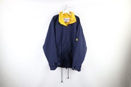 Vintage 90s Champion Mens Medium Spell Out Full Zip Hooded Parka Jacket Blue - £39.52 GBP