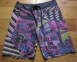 VOLCOM MEN&#39;S W32 SWIM SURF TRUNKS ZIP FLY DRAWSTRING REAR HOOK &amp; LOOP  C... - $18.38