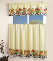 3PC Barra Bolsillo Cocina Ventana Cortina 2 Capas + 1 a Medida Cenefa Ju... - $16.96