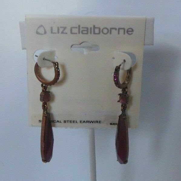 Liz Claiborne Copper-tone Pinkish/Purple Dangle Earrings - $15.83