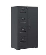 Black Metal Vertical File Cabinet with Lock, 4-Drawer/1-Door Storage - $5,097.84 MXN