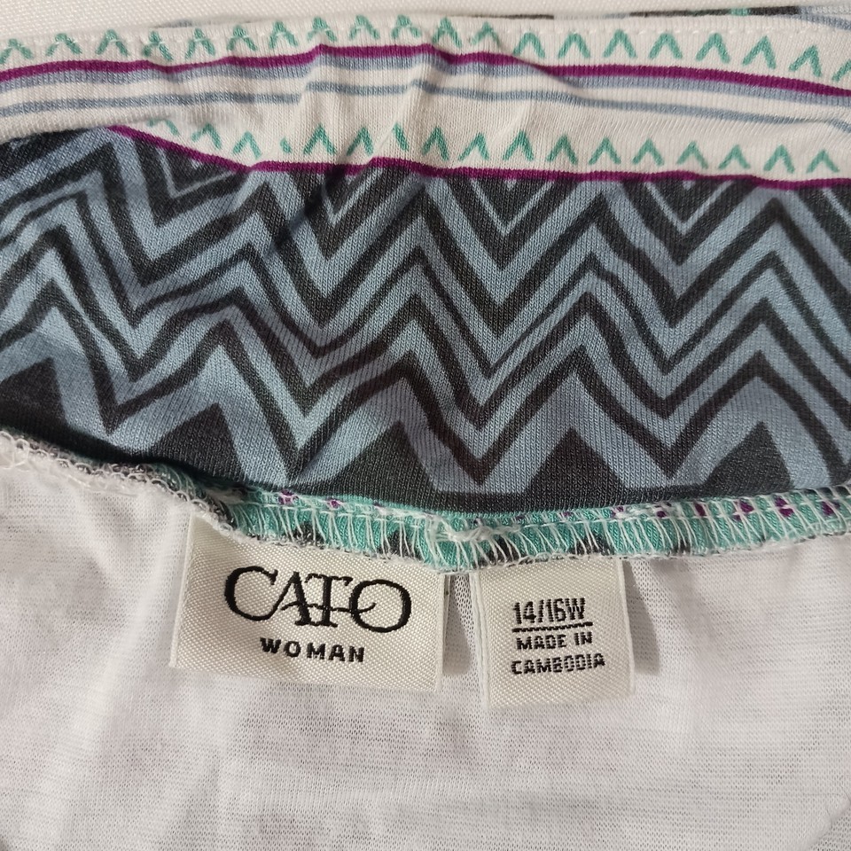 CATO RN#37080 Women's Green Multicolor Geometric Elastic Waist Long Skirt 14/16W Item image 3
