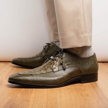 Merida Derby's Shoes Caiman and Lizard Lace Up Olive Green image 10