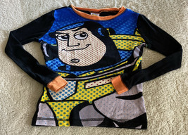 Toy Story Boys Buzz Lightyear Black Blue Snug Fit Long Sleeve Pajama Shi... - $5.39