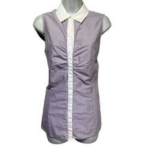 Lafayette 148 New York Sleeveless Button Up Striped polo shirt Size 8 - $27.71