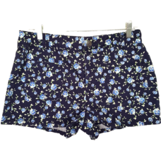 SO Shorts Juniors Size 13  Blue Floral Flat Front Cotton Spandex Blend - $15.84