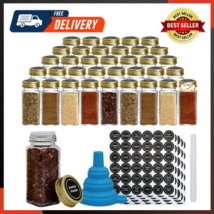 52 Pcs Glass Spice Jars,4oz Square Spice Containers With Golden Caps Glass - £28.36 GBP