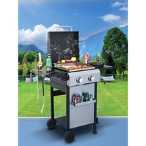 2-Burner Propane BBQ Grill, 24600BTU, SS Plancha, Foldable Side Table, S... - $240.97