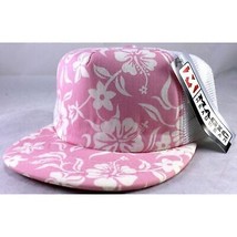 Pink / White Floral Hawaiian 5 Panel Trucker Hat - £6.20 GBP