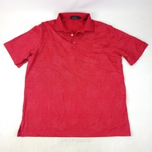 Bugatchi Uomo Polo Shirt XL Red Striped Floral Textured Cotton - $17.72