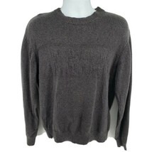 Woolrich Men&#39;s Cotton Sweater Size L Gray Long Sleeve Crew - £22.23 GBP