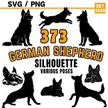 373 German Shepherd Silhouette Bundle - Various Poses SVG PNG for Crafts - $2.98