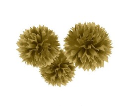 16&quot; Gold Fluffy Pom Pom Decorations (3ct) Amscan Tissue Decorations - $168.06 MXN