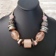 Vintage Necklace Pink/Peach Tones Chunky Necklace - £10.99 GBP