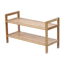 Oceanstar 2 Tier Bamboo Shoe Rack, Brown - £36.76 GBP